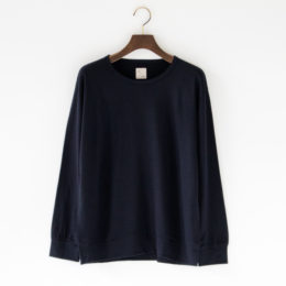 NAVYSuper120sウ-ル クル-ネックトップ・画像