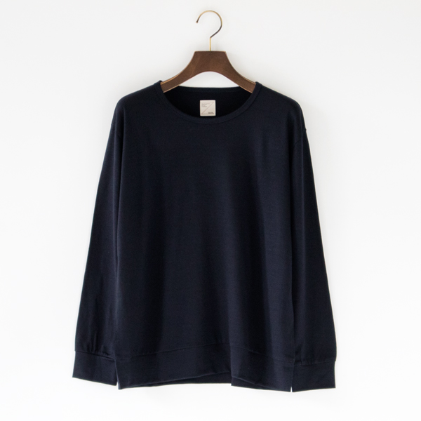 NAVYSuper120sウ-ル クル-ネックトップ・画像