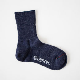 ネイビ-リブストレッチ・ウ-ル レディ-スソックス・画像