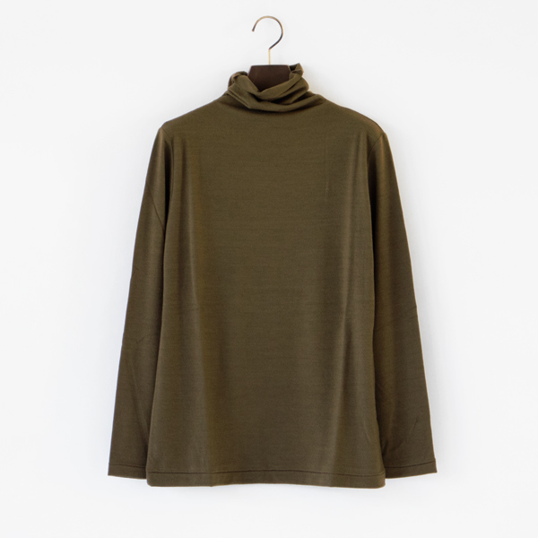 KHAKI 0とっくり長袖 ウ-ルTシャツ・画像