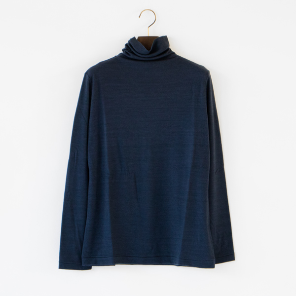 BLUE 1とっくり長袖 ウ-ルTシャツ・画像