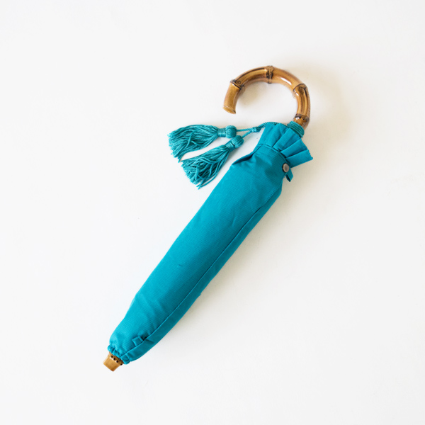 TURQUOISE/47cm 8本骨レディ-ス晴雨兼用折りたたみ傘 コットンピケ・画像