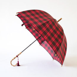 60cm 8本骨レディ-ス長傘 チェック RED・画像