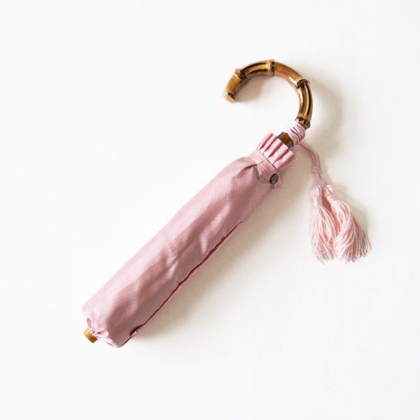 PALE PINK/55cm 6本骨レディ-ス折りたたみ傘 無地・画像