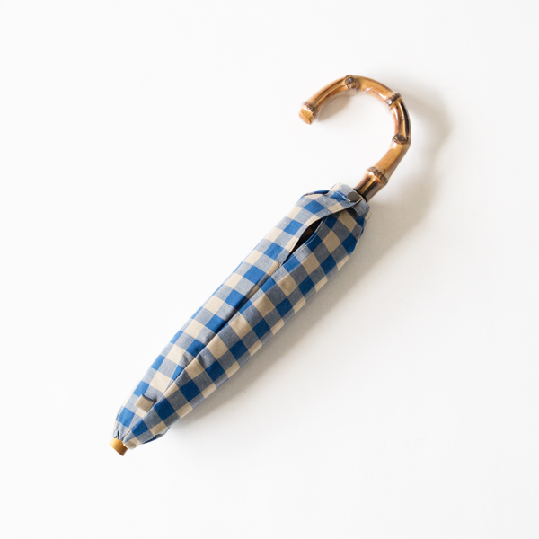 BLUE×BEIGEレディ-ス晴雨兼用折りたたみ傘 ギンガムチェック・画像