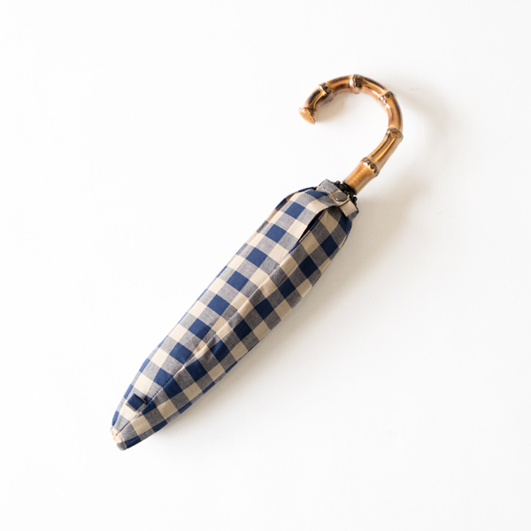 NAVY×BEIGEレディ-ス晴雨兼用折りたたみ傘 ギンガムチェック・画像