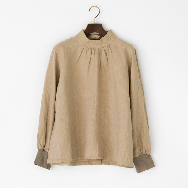 BEIGEリブ付きリネンブラウス・画像