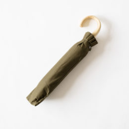 KAHKI/47cm 8本骨レディ-ス晴雨兼用 綿麻折りたたみ傘 エゴ手元・画像