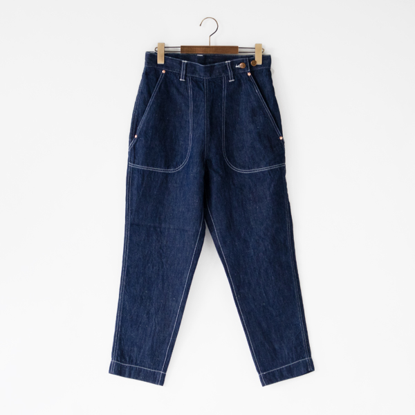 0コットンリネン デニムパンツ indigo・画像