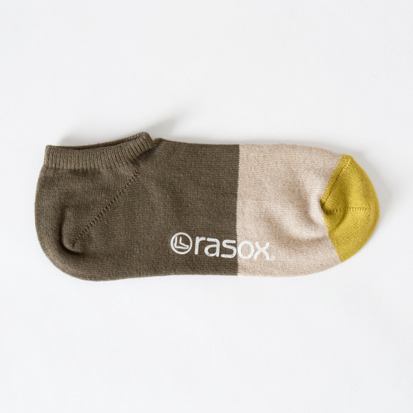 カ-キ×ベ-ジュコットンリネン・スニ-カ- レディ-スソックス・画像