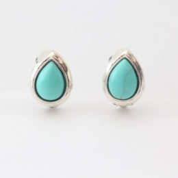3889N Silver×Turquoiseイヤ-クリップ 天然石・画像