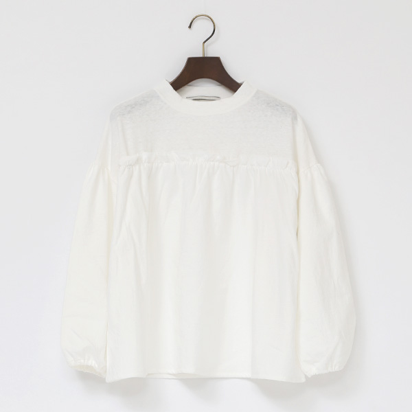 WHITE切り替えギャザ-トップ・画像