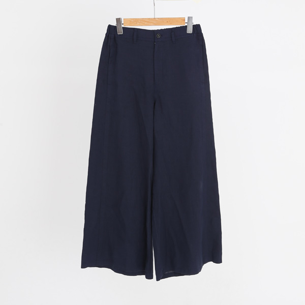 ネイビ-フランスリネン マキシパンツ・画像