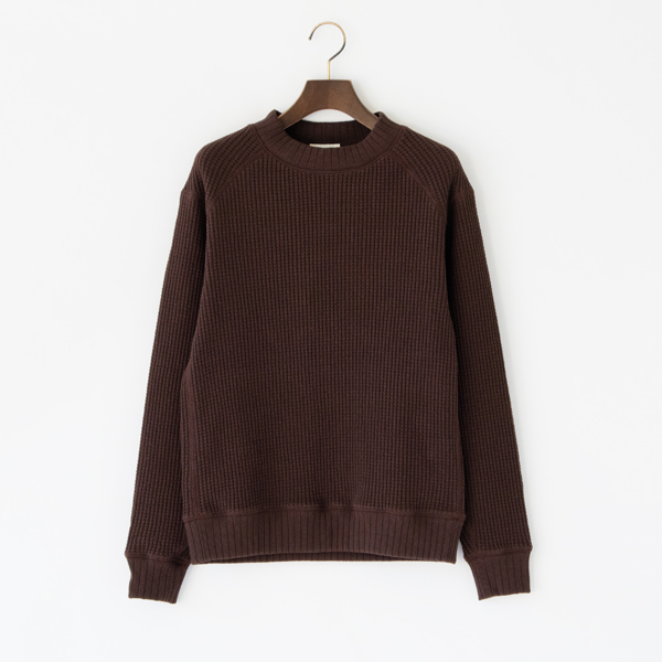 Sユニセックス WAFFLE MIDNECK GROUND BROWN・画像