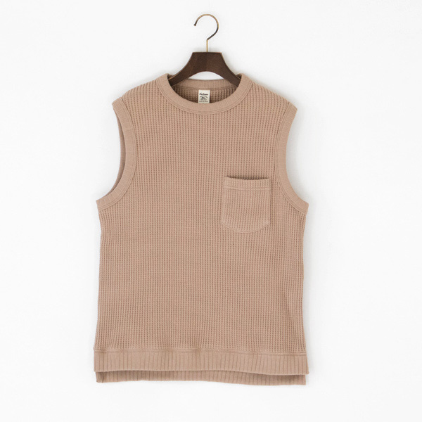 SEPIA BEIGEベスト WAFFLE VEST・画像