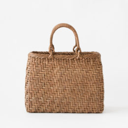 M【受発注】 山ぶどうかごバッグ レザ-ハンドル付き・画像