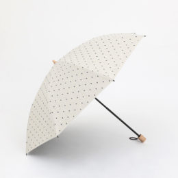 IVORY【別注】晴雨兼用折りたたみ傘 フリンジドットシェ-ド ラタンハンドル・画像
