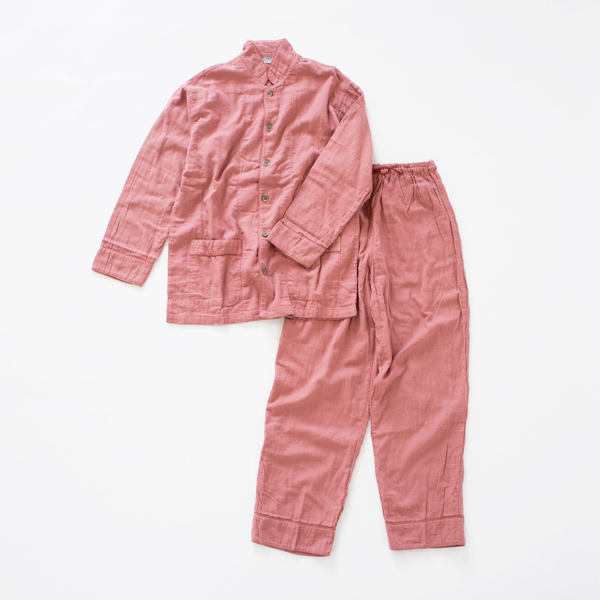 Mガ-ゼパジャマ 草木染め 2重合わせ さんご・画像