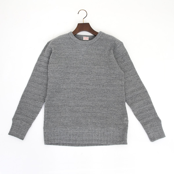 H/CHARCOALス-パ-ヘビ-ワッフル スウェットロングスリ-ブ・画像