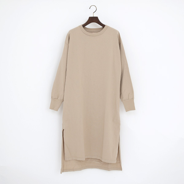 BEIGEアメリカンジャ-ジ-クル-ネックワンピ-ス・画像