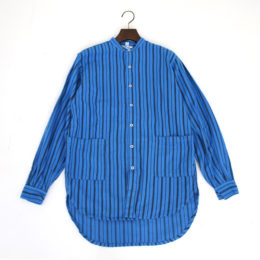Blue Stripeバンドカラ-シャツ・画像