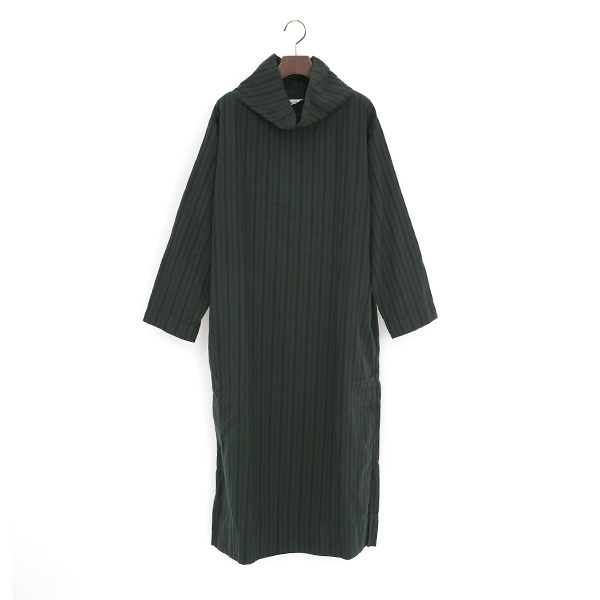Green Stripeスタンドカラ-ドレス・画像