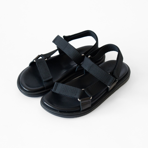 38レザ-サンダル W2056 NERO×NERO・画像