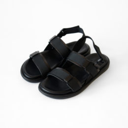 36レザ-サンダル W2057 NERO×NERO・画像