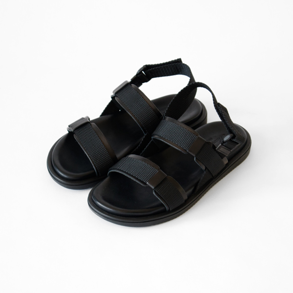 37レザ-サンダル W2057 NERO×NERO・画像