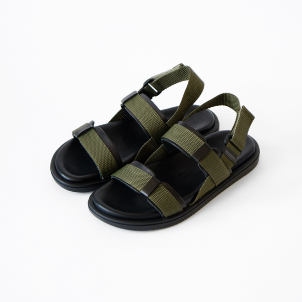 37レザ-サンダル W2057 NERO×OLIVE・画像