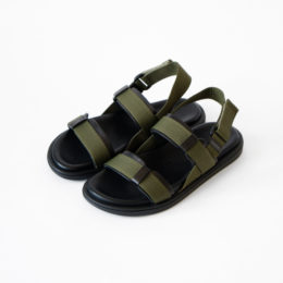 38レザ-サンダル W2057 NERO×OLIVE・画像