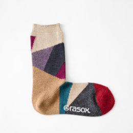 ベ-ジュジオメトリ-・コットン レディ-スソックス・画像