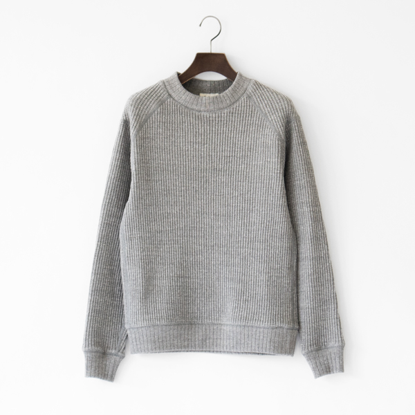 Sユニセックス WAFFLE MIDNECK HEATHER GREY・画像