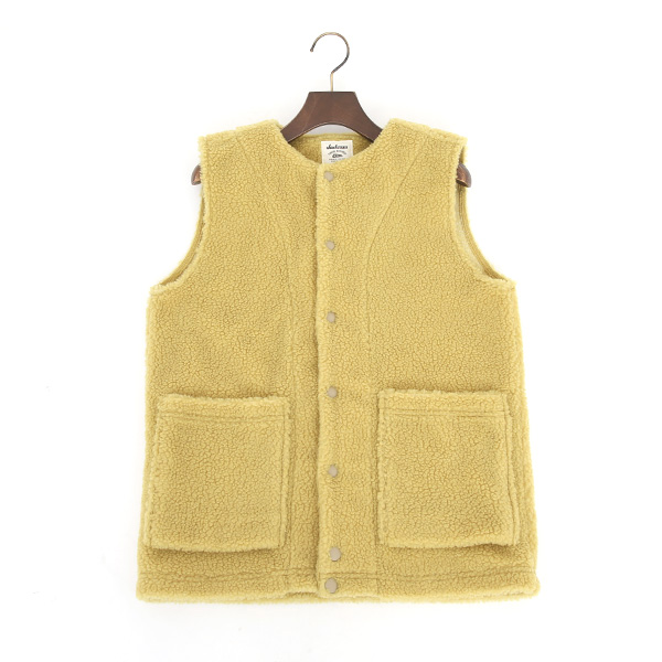 WALL YELLOW Lユニセックス ボアベスト・画像