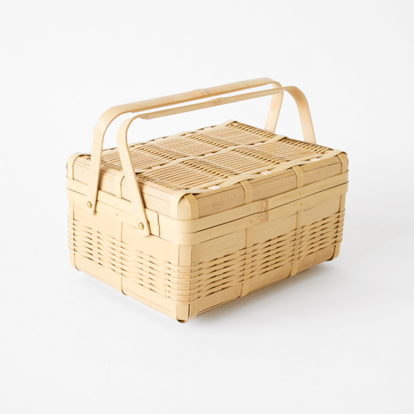 鹿児島 白竹 一段手付弁当かご・画像