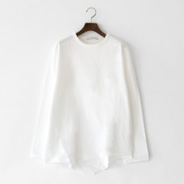 2オ-ガニックコットン 長袖Tシャツ WHITE・画像