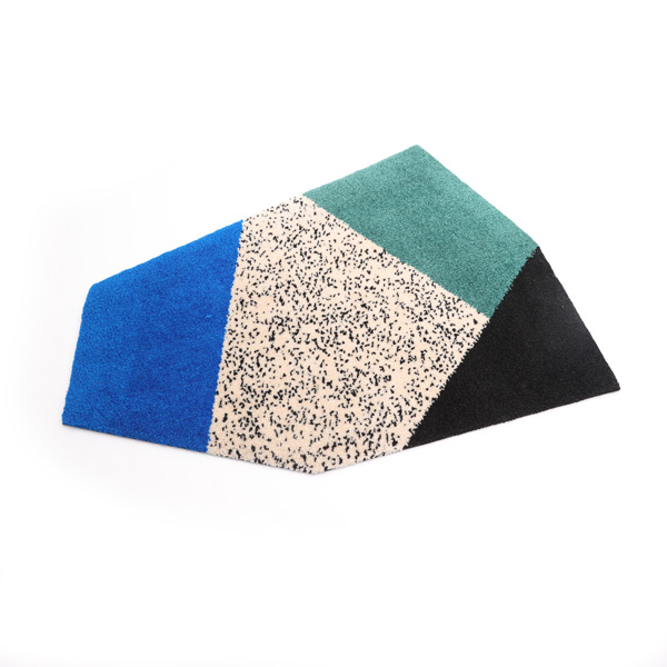 BLUEドット幾何学柄ラグ・画像