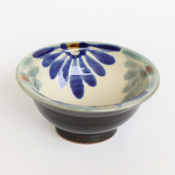 青釉菊文4寸ワンブ-・画像