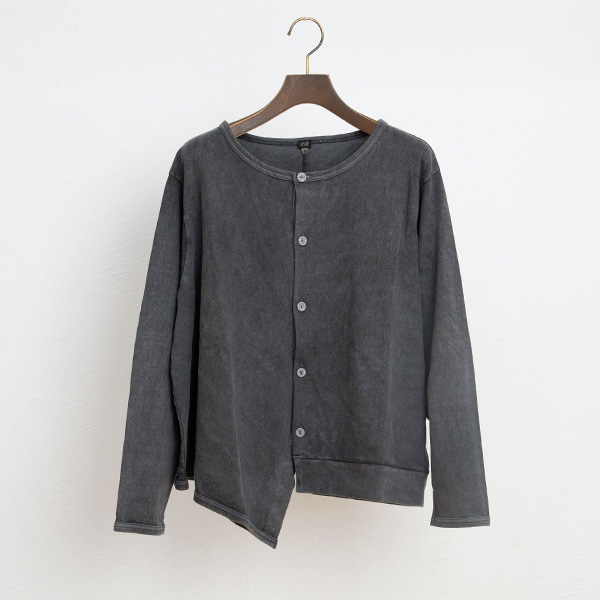 CHARCOALコットンリネン アシンメトリ-カ-ディガン・画像