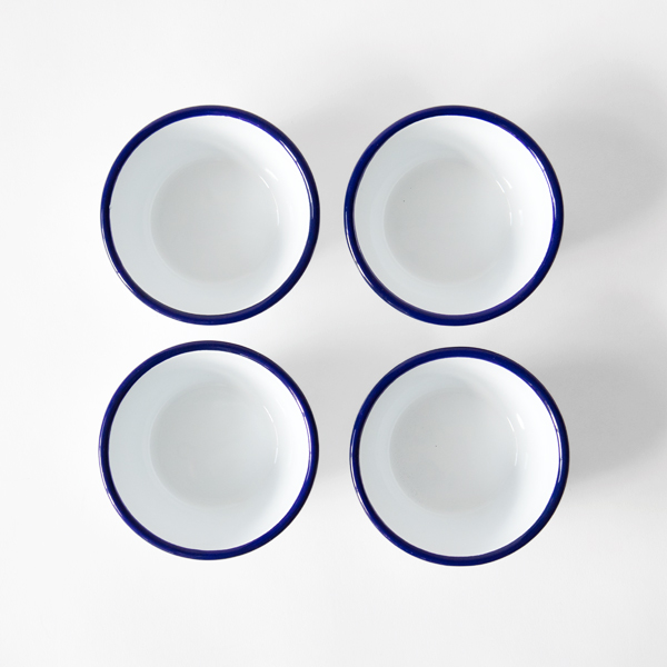 Original White with Blue rim12cm ボウルセット・画像