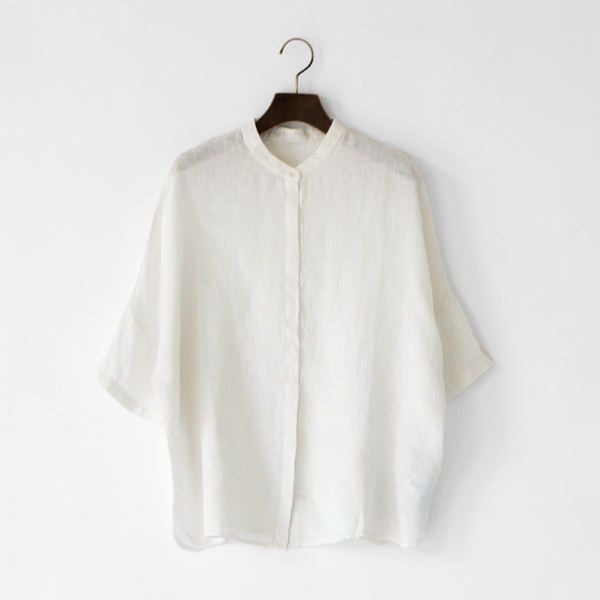 ICE/40リネン スタンドカラ- シャツ・画像