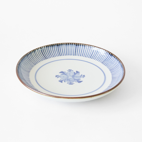 十草内呉須花 口紅入り8寸切立丸皿・画像