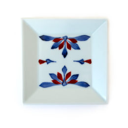 呉須赤菊角銘々皿 2枚組・画像