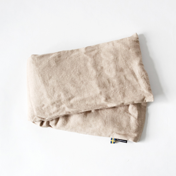 ベ-ジュ麦の温冷ネックピロ- ラベンダ- ウォッシュドリネン・画像