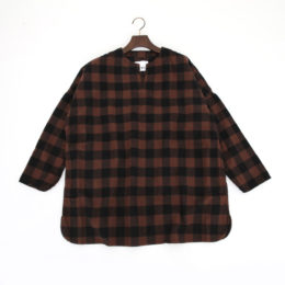 GS430301キ-ネックプルオ-バ-シャツ BROWN CHECK・画像