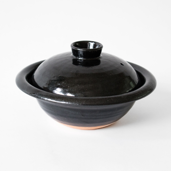天目釉 黒丸輪土鍋一人用・画像