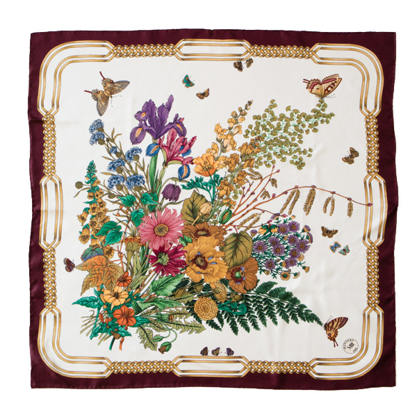 IVORY BOUQUETMANTERO シルクツイルスカ-フ （90×90)・画像