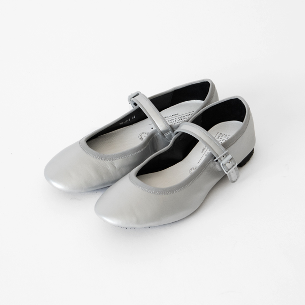 39.0TRAVEL SHOES ストラップバレエシュ-ズ レイン TR019 SILVER・画像