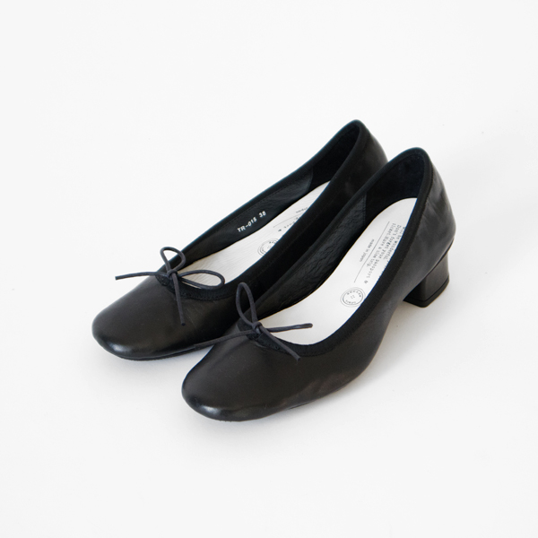 36.0TRAVEL SHOES ヒ-ル付バレエシュ-ズ レイン TR015 BLACK・画像