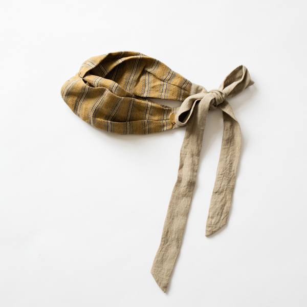 MUSTARDリネンリボンカチュ-ム SAND STRIPE・画像